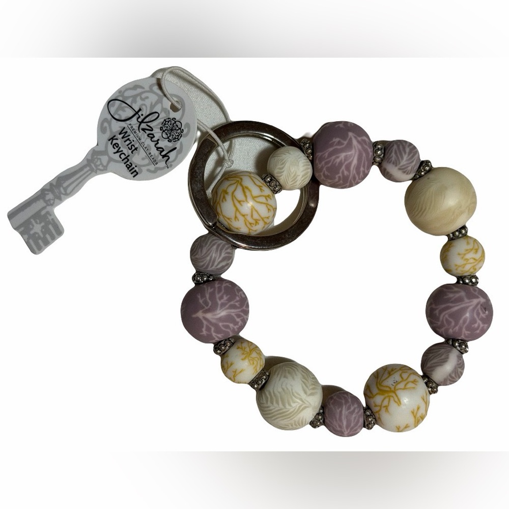 Purple and Cream Wrist Keychain B8